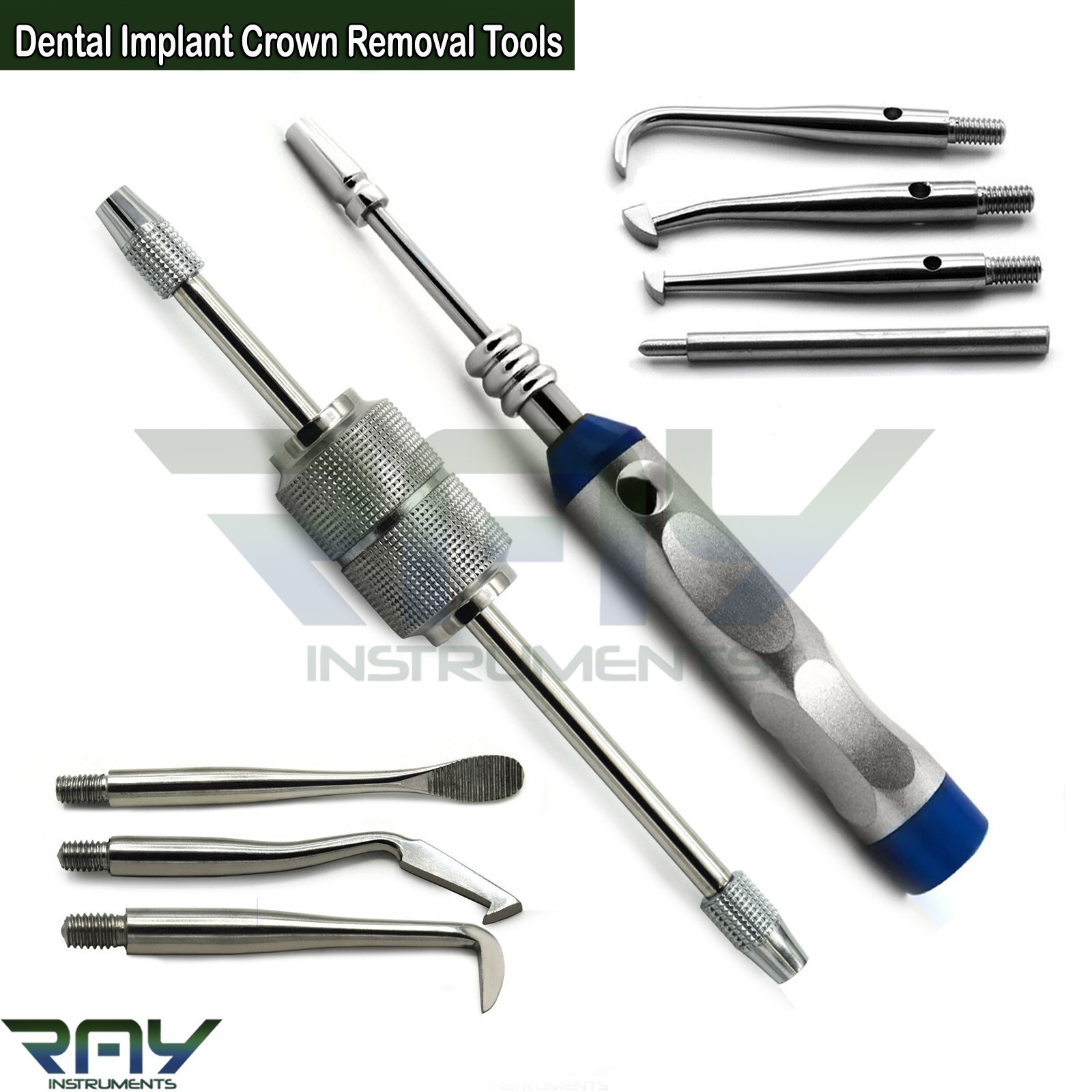 Set of 2 Dental Crown Remover Bridge Removal + Attachments Restorations Tools