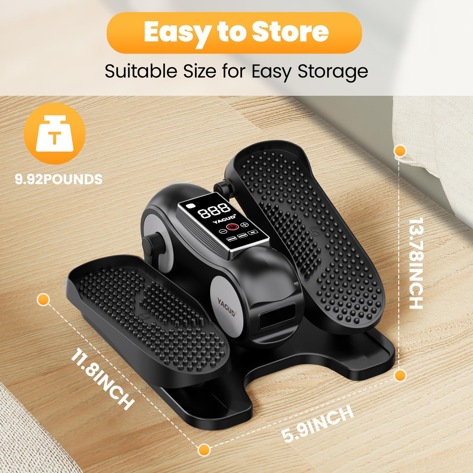 Under Desk Elliptical Machine Leg Exerciser for Senior w/Remote Control Portable