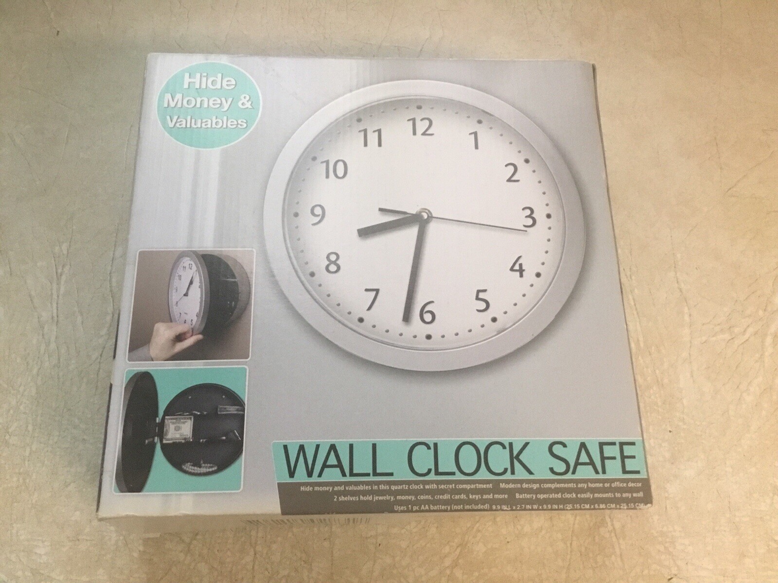 Hard To Find TESTED WORKING Retro Wall Clock SAFE  Hide Your Money Vintage Clock