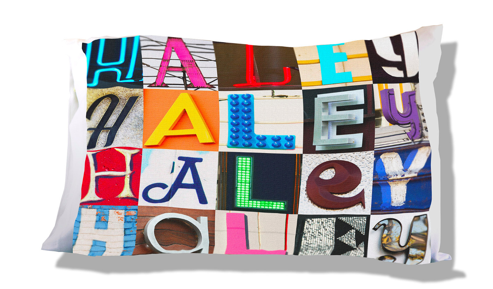 HALEY Personalized Pillowcase featuring  photos of sign letters