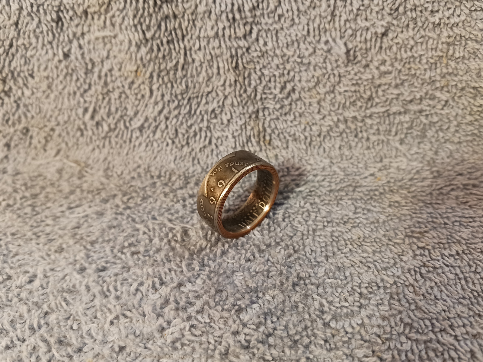 1991 Kennedy Half Dollars  size 10 coin ring  handmade mixed metals (A)