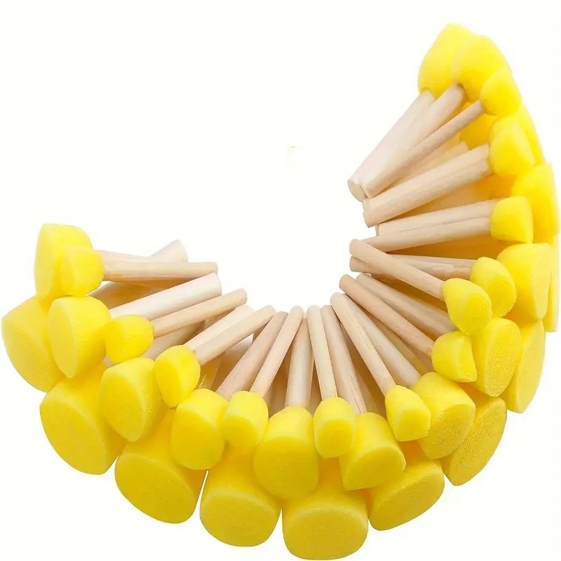 24 Pcs Sponge Paint Brushes, Wood Handle Pottery Brushes Painting, Staining