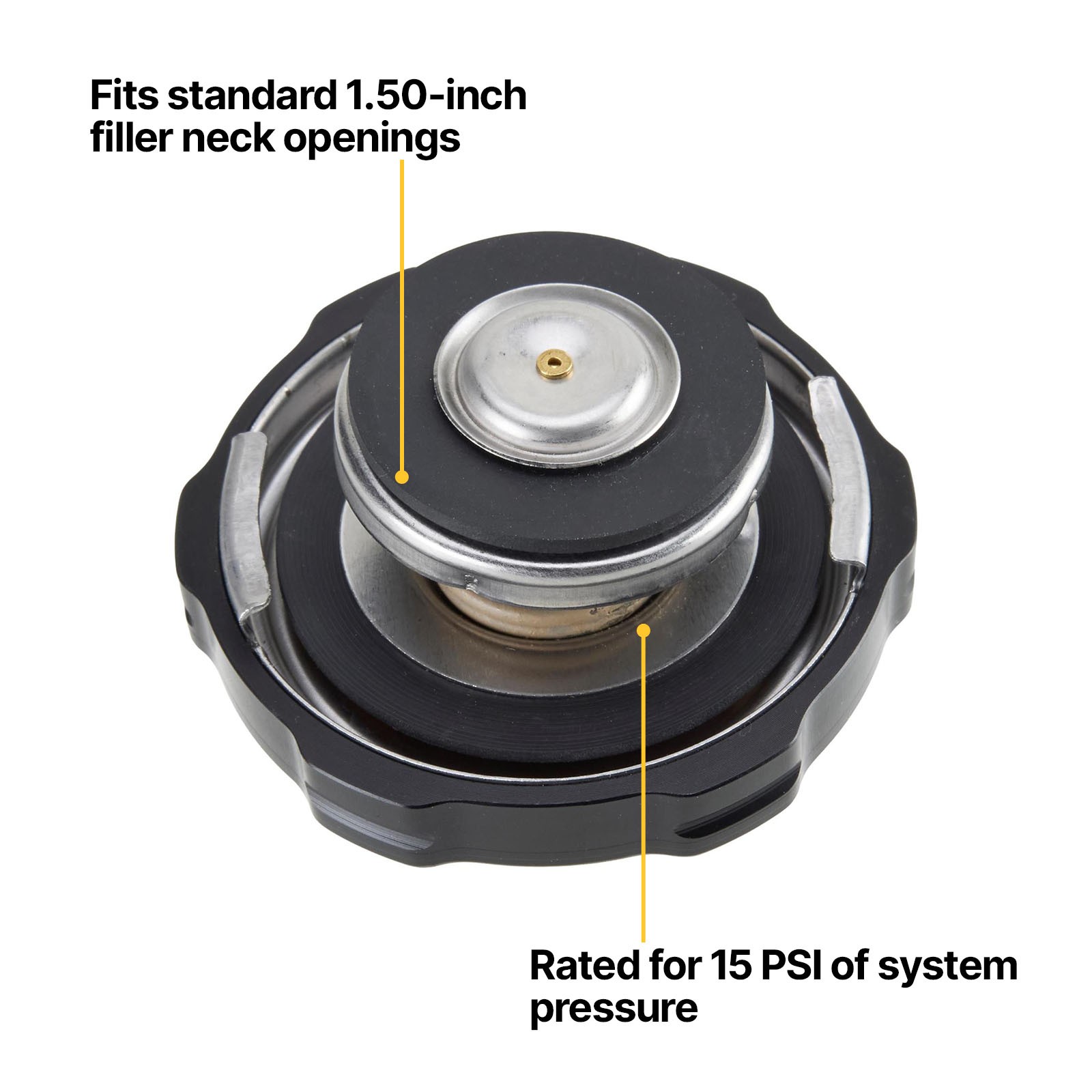 WindChill® Billet Aluminum Radiator Cap, 15 PSI, Black
