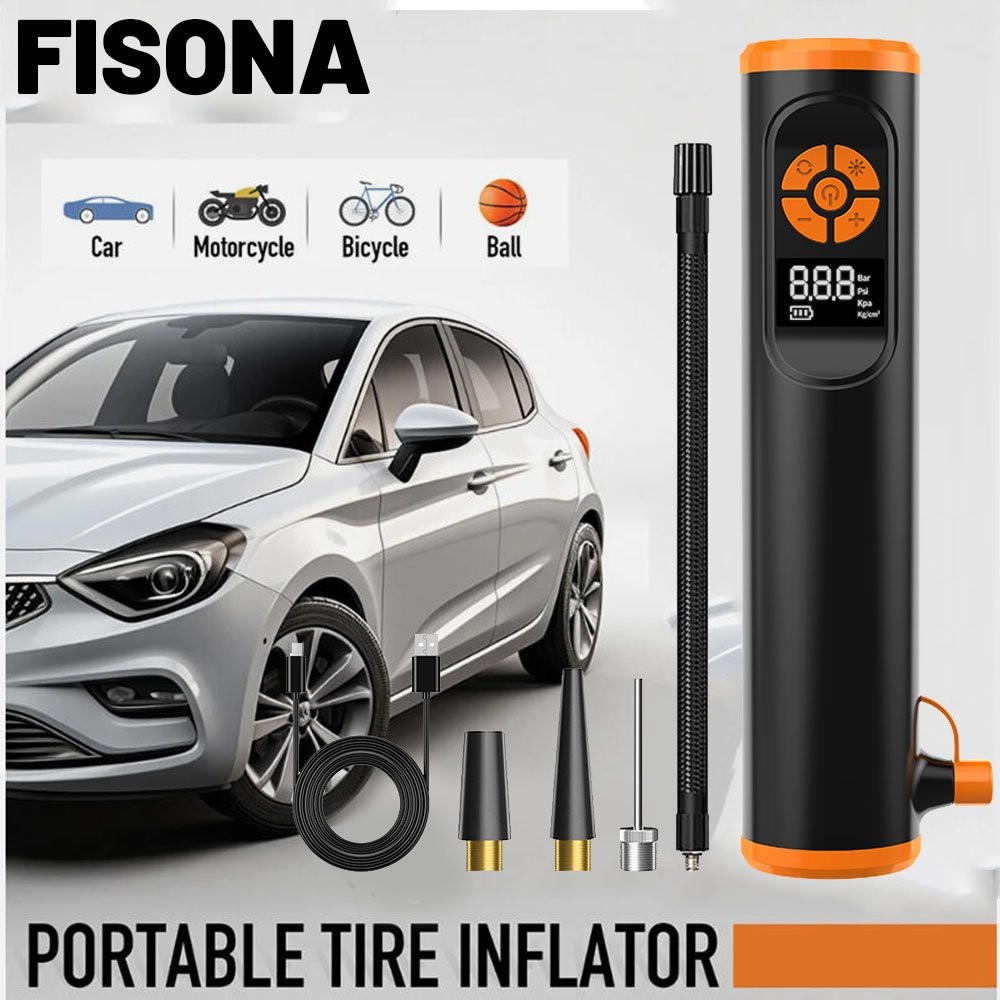 150 PSI Air Compressor Tire Inflator Fits Car Moto Bike Tires Air Pump Cordless