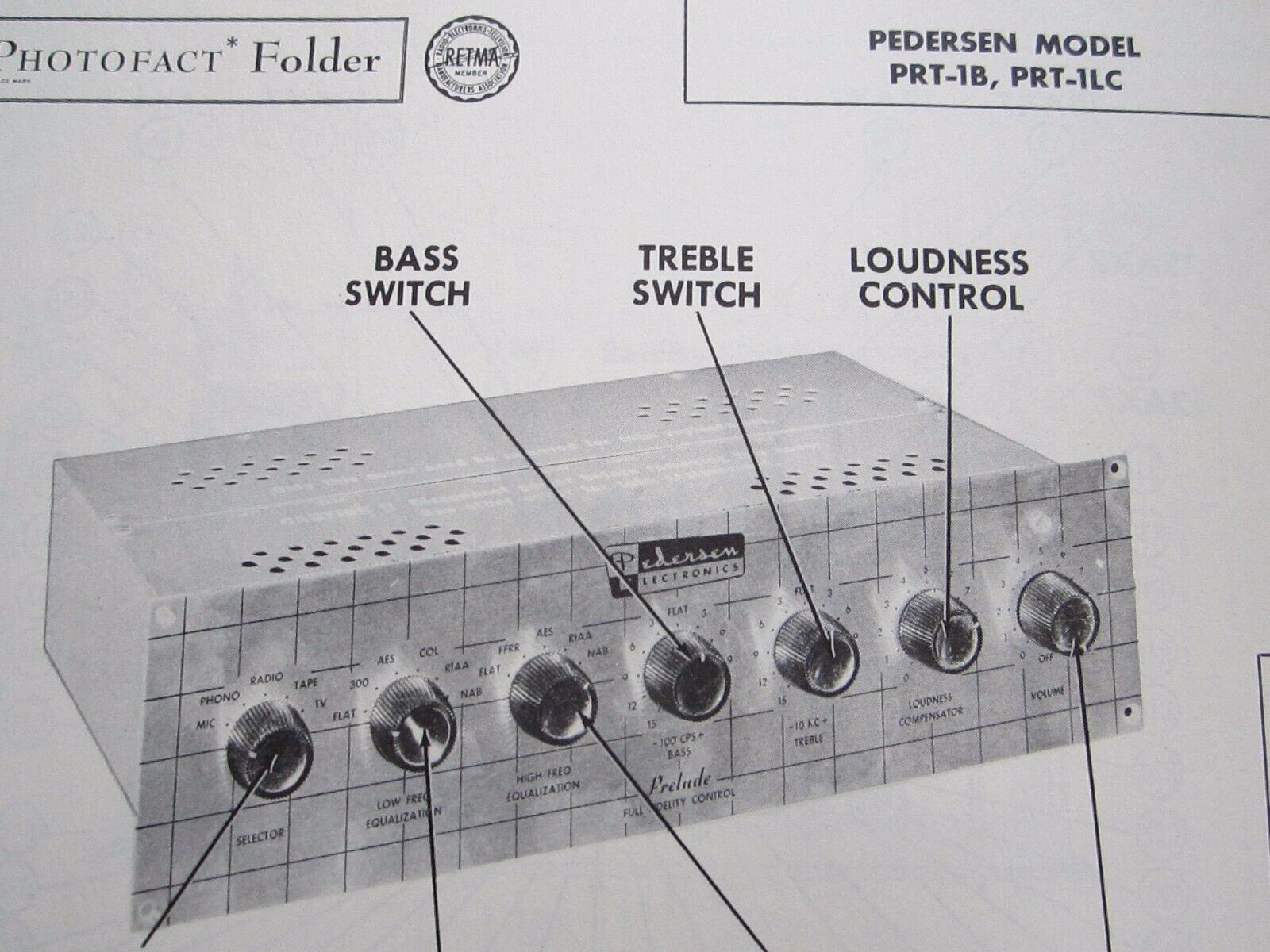 PEDERSEN PRT-1B & PRT-1LC PREAMPLIFIER PHOTOFACT