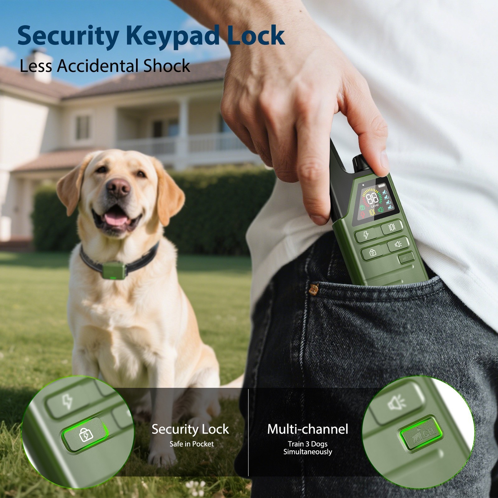 Dog Training Collar 4500FT with Remote Rechargeable Shock PET Waterproof Trainer
