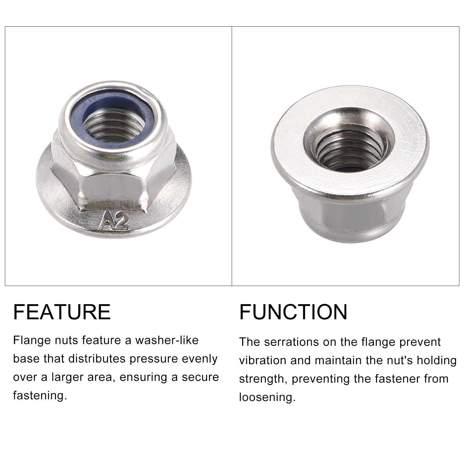 Hex Flange Nylon Insert Lock Nuts,4 Pcs,for Industrial Construction Fasteners