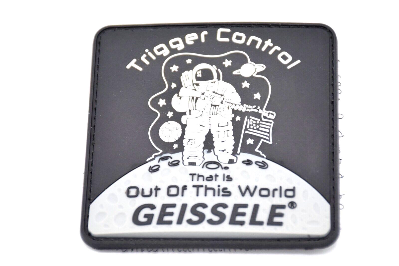 GEISSELE AUTOMATICS TRIGGER CONTROL SPACE MAN PVC PATCH/LOGO PATCH BLACK NEW