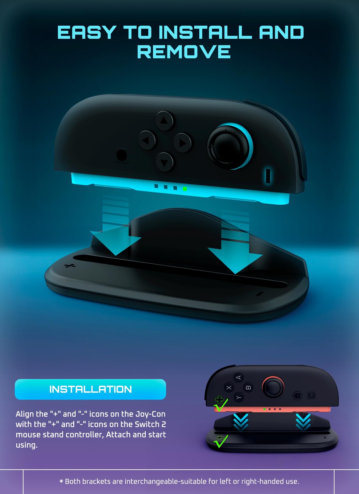 SUPCASE Switch 2 Joy Con Mouse Grip Adapter Black