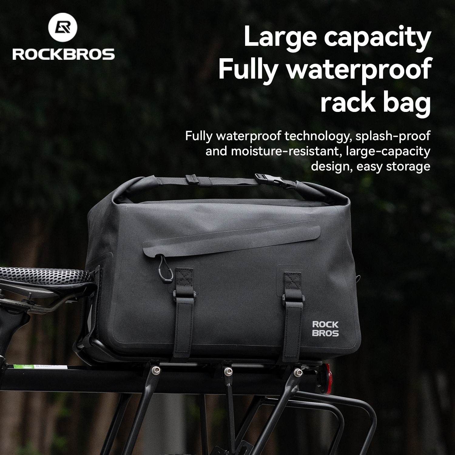 ROCKBROS MTB Road Bike Rear Rack Bag 16L Waterproof Bicycle Trunk Pannier Bag