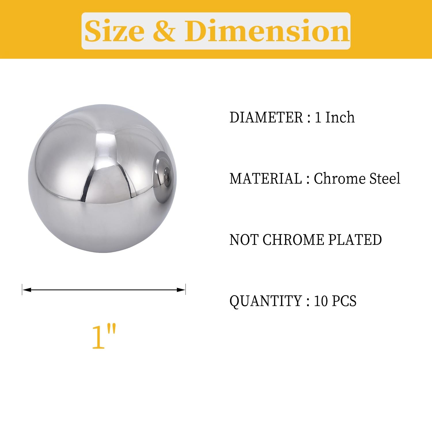 Ten 1" Inch Diameter Hardened Chrome Solid Steel Bearing Diameter: 1