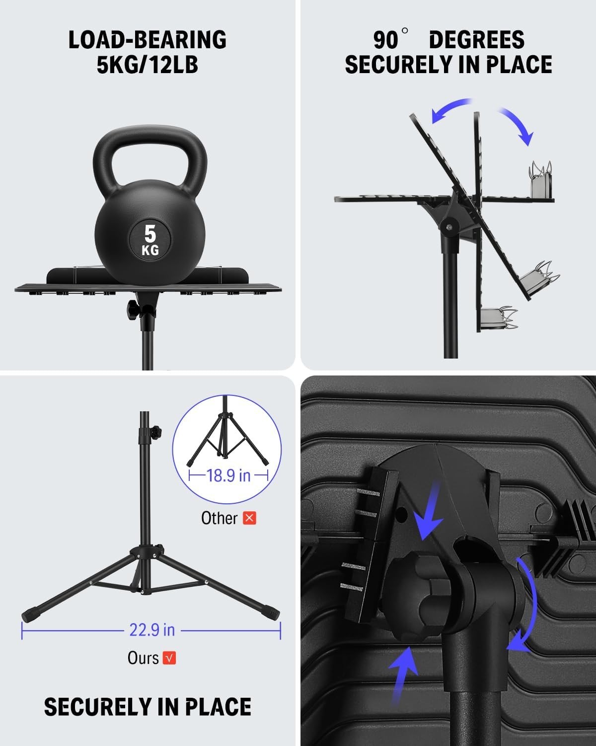 Foldable Music Stand with Light and Accessories - Versatile for Stage or Studio
