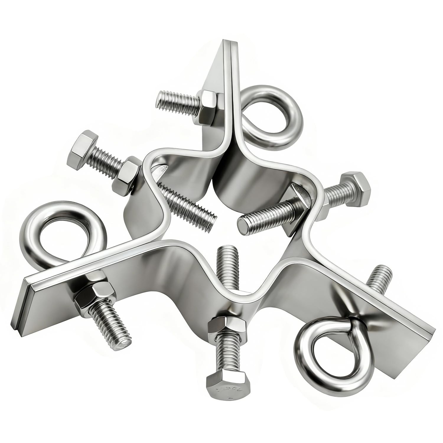 Antenna Mast Mount Clamp Down Guy Wire Ring Adjustable 3 Way Stainless Steel