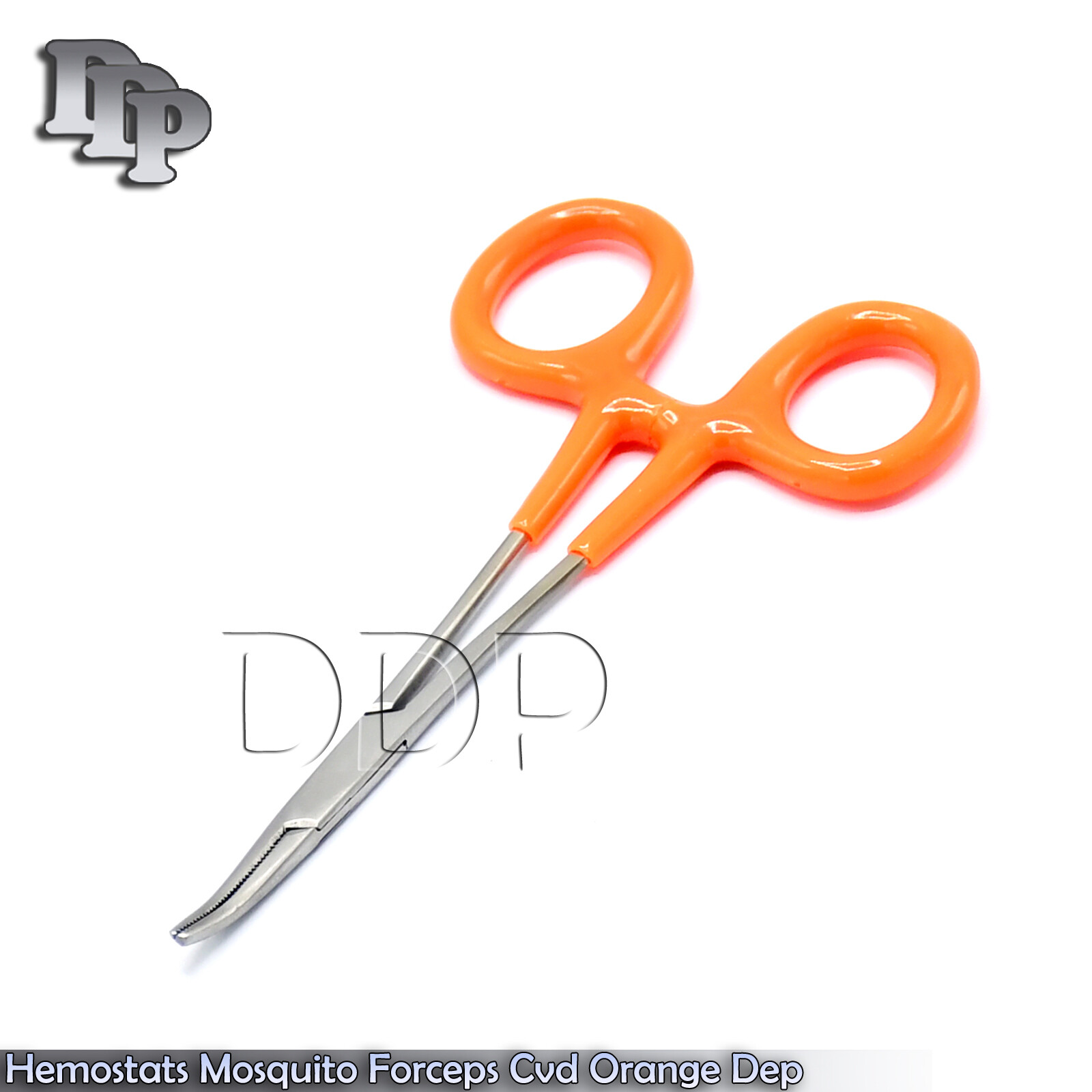 Hemostats Mosquito Forceps 5'', Orange Dep Handle Curved