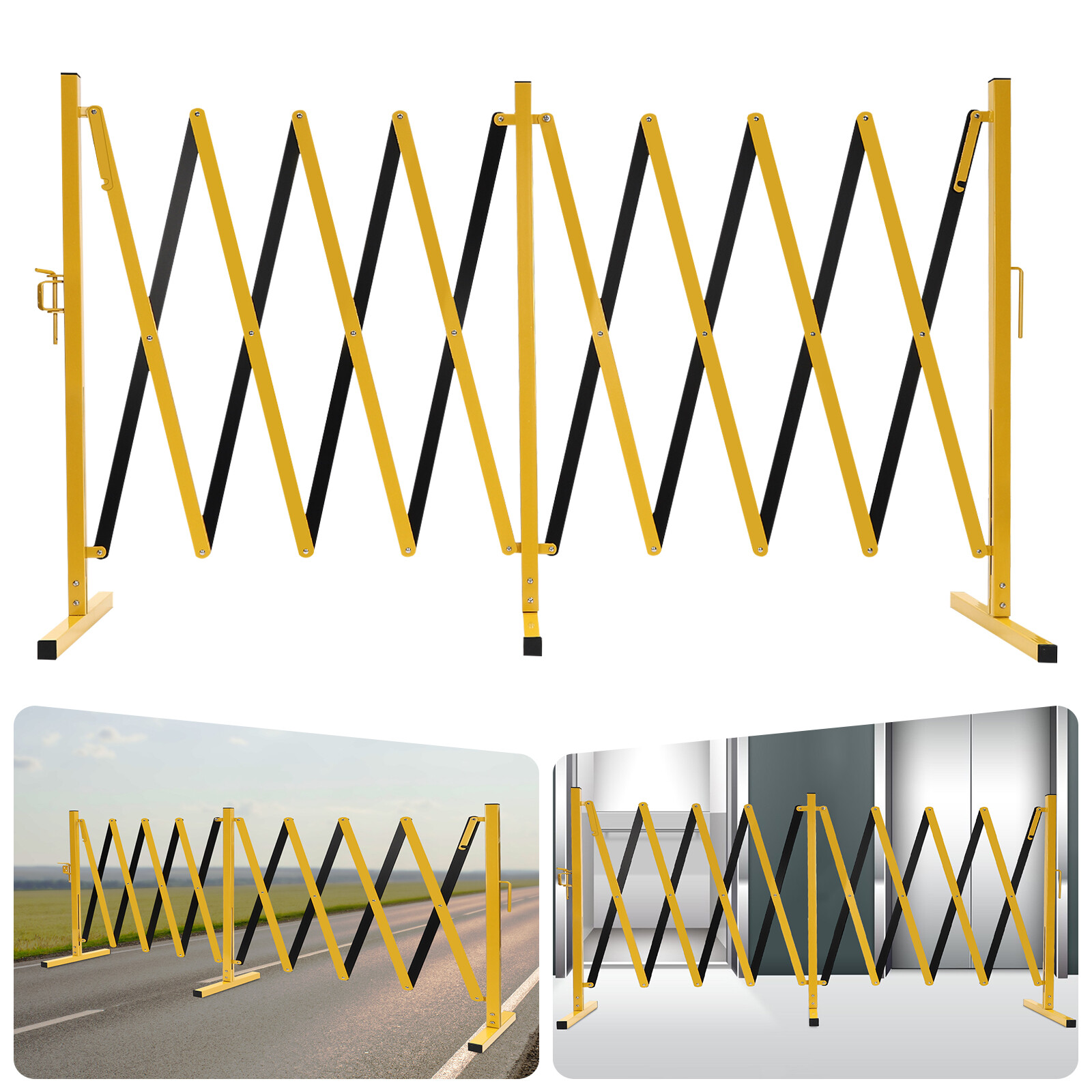 16.4ft Expandable Metal Barricade Portable Safety Barrier Pet Gate Aluminum 5m