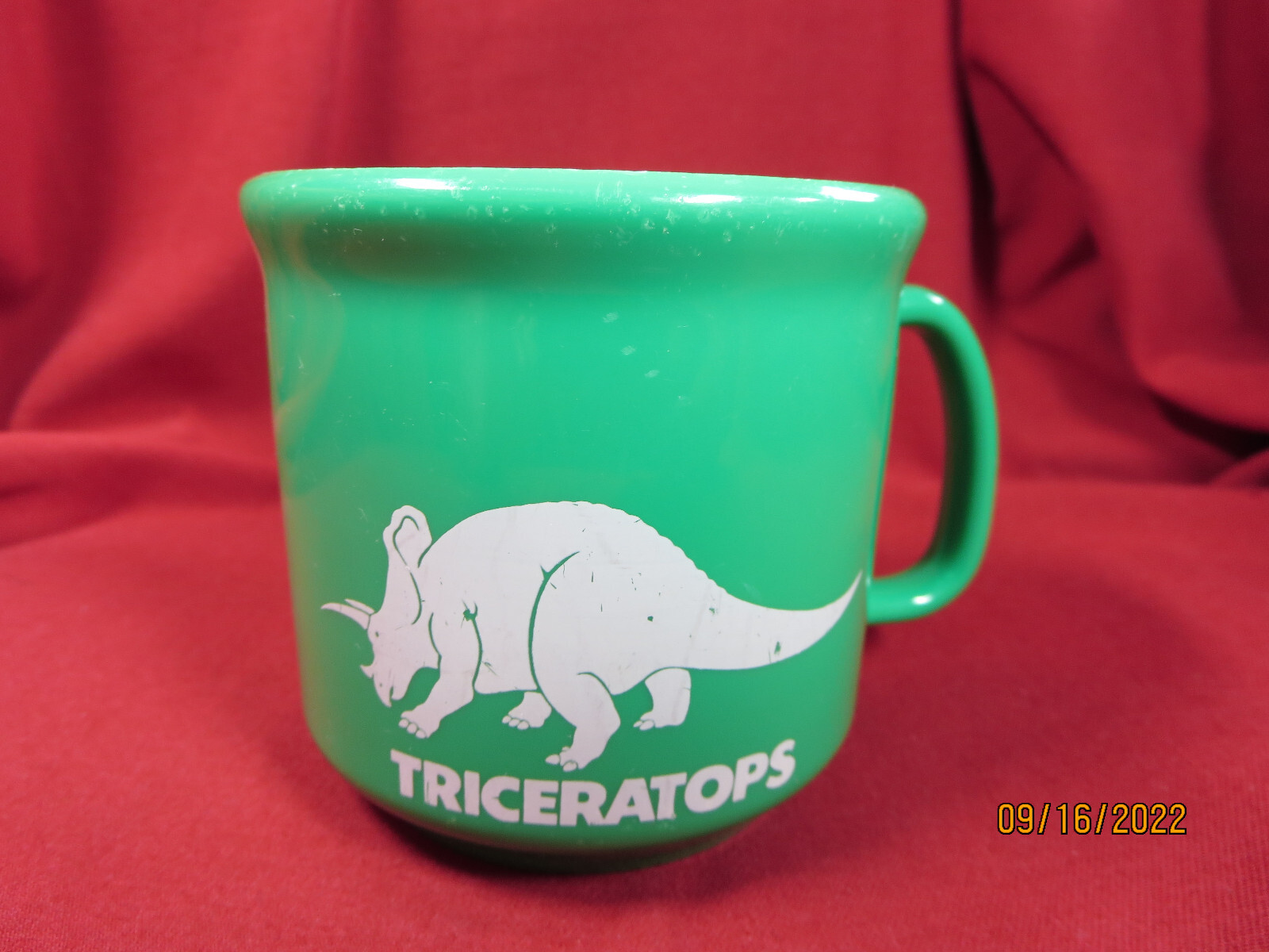 Green Triceratops Plastic Mug