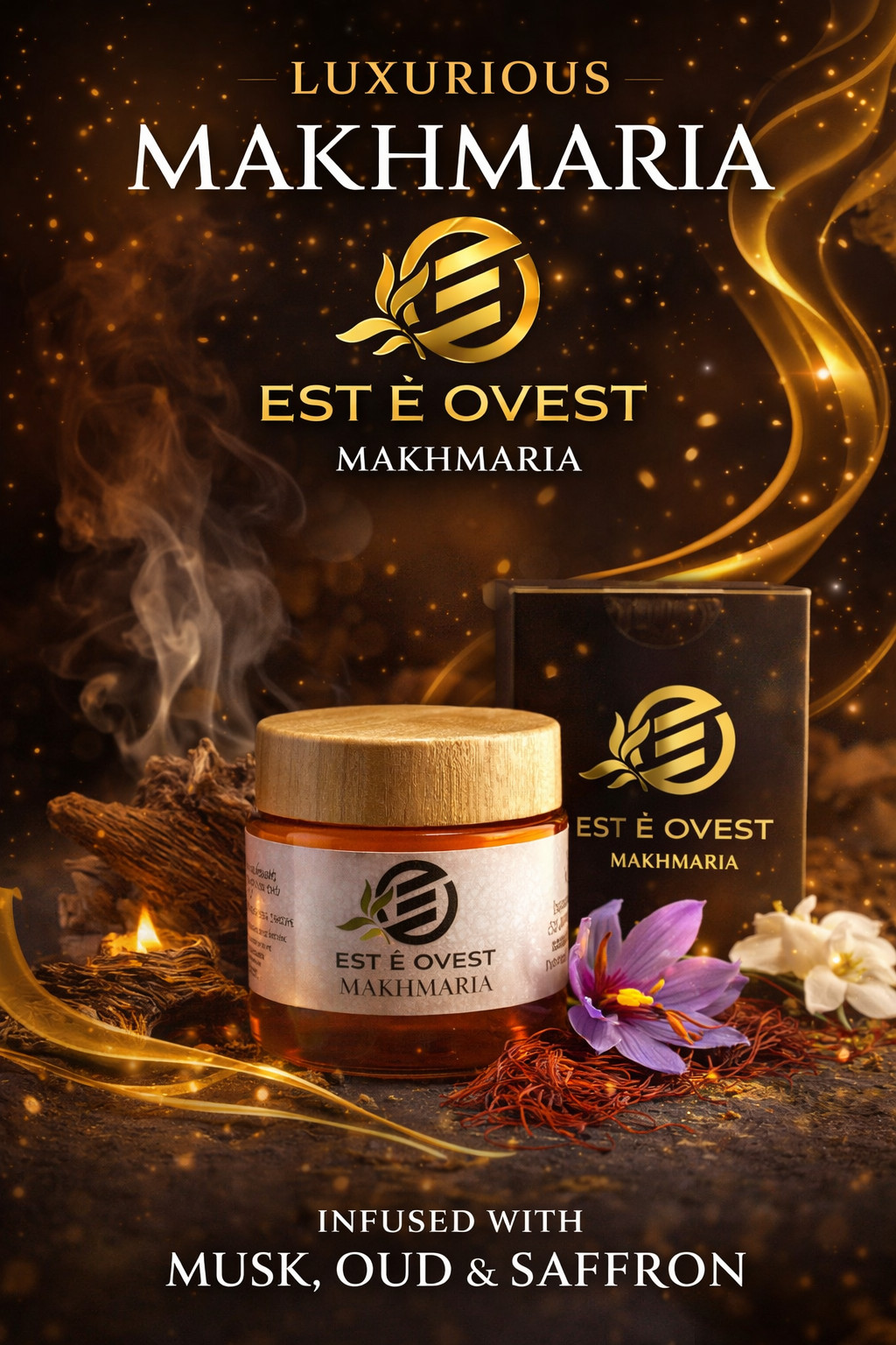 Luxury Makhmaria Solid Perfume 50g - Oud Musk Saffron - Long Lasting