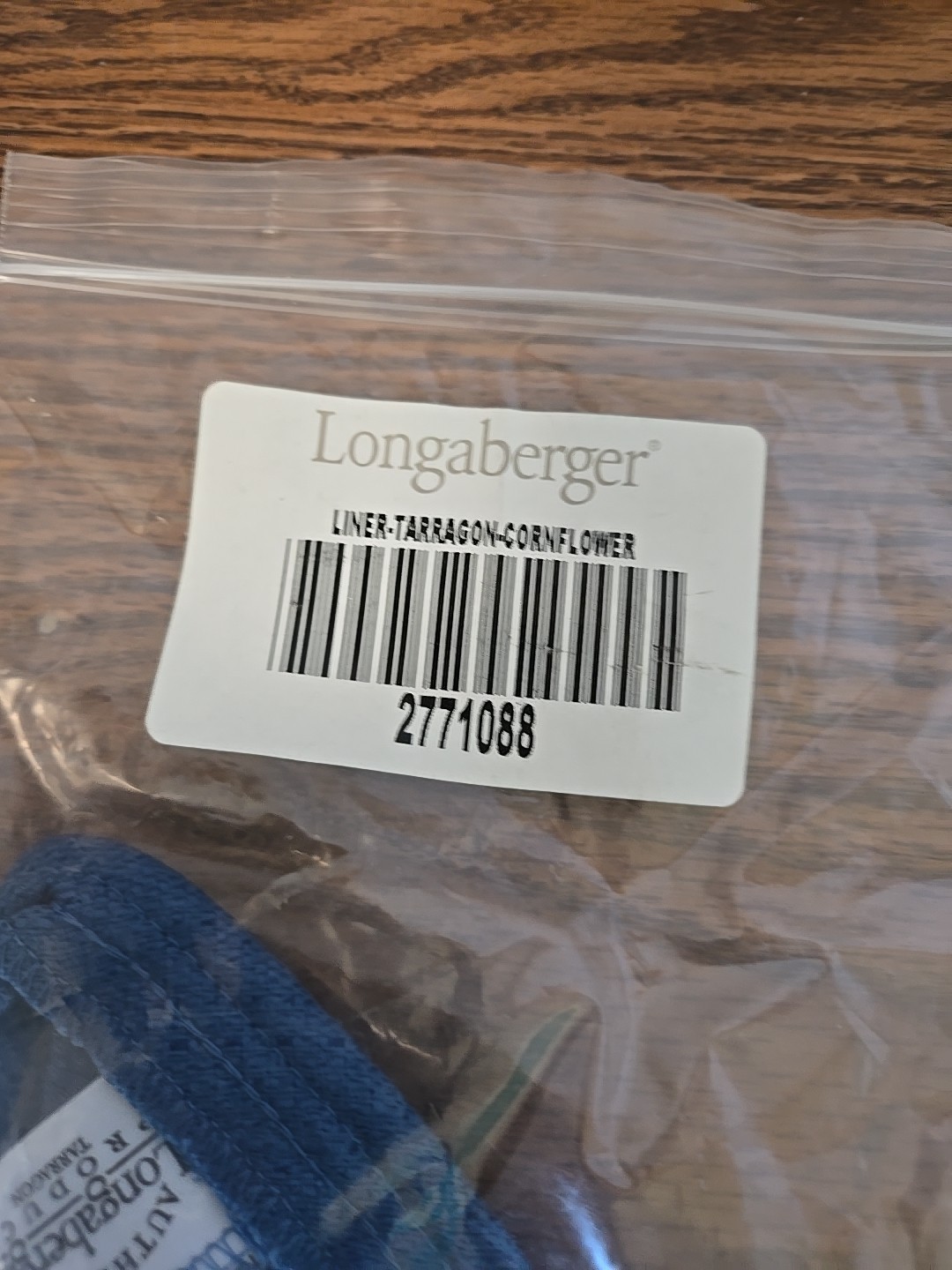 Longaberger Basket Cloth Liner / Tarragon- Cornflower