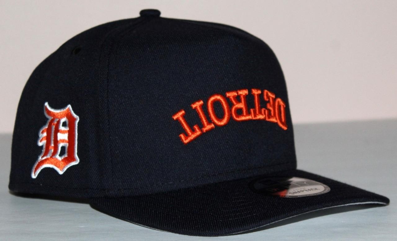 NEW ERA 9Fifty DETROIT TIGERS Cap A-Frame Snapback Hat UPSIDE DOWN Logo *2Y