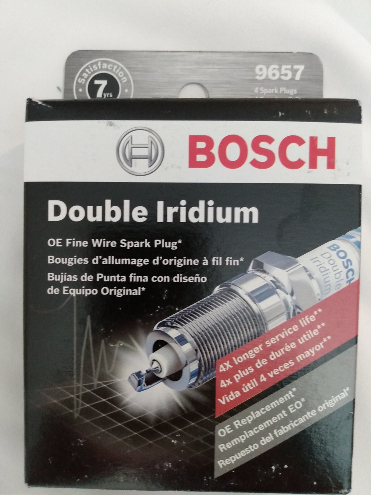 Bosch Spark Plug 9657 OE Double Iridium Fine Wire, box of 4