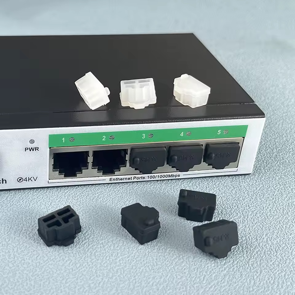 3 Pcs Black RJ45 Ethernet Port Dust Cover Protector Plug Cap Insert