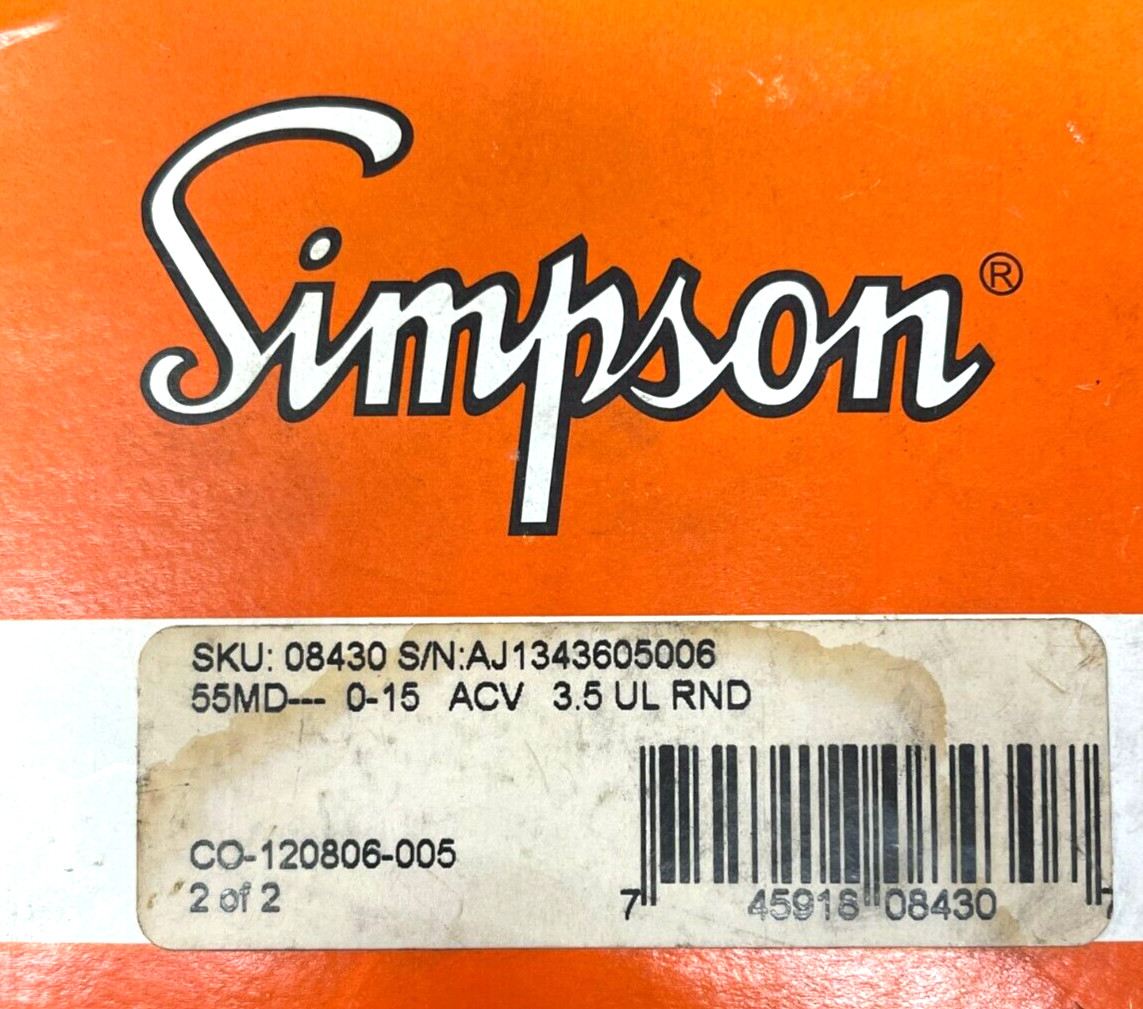 SIMPSON 08430 VOLTMETER ROUND ANALOG PADNEL METER MODEL 55