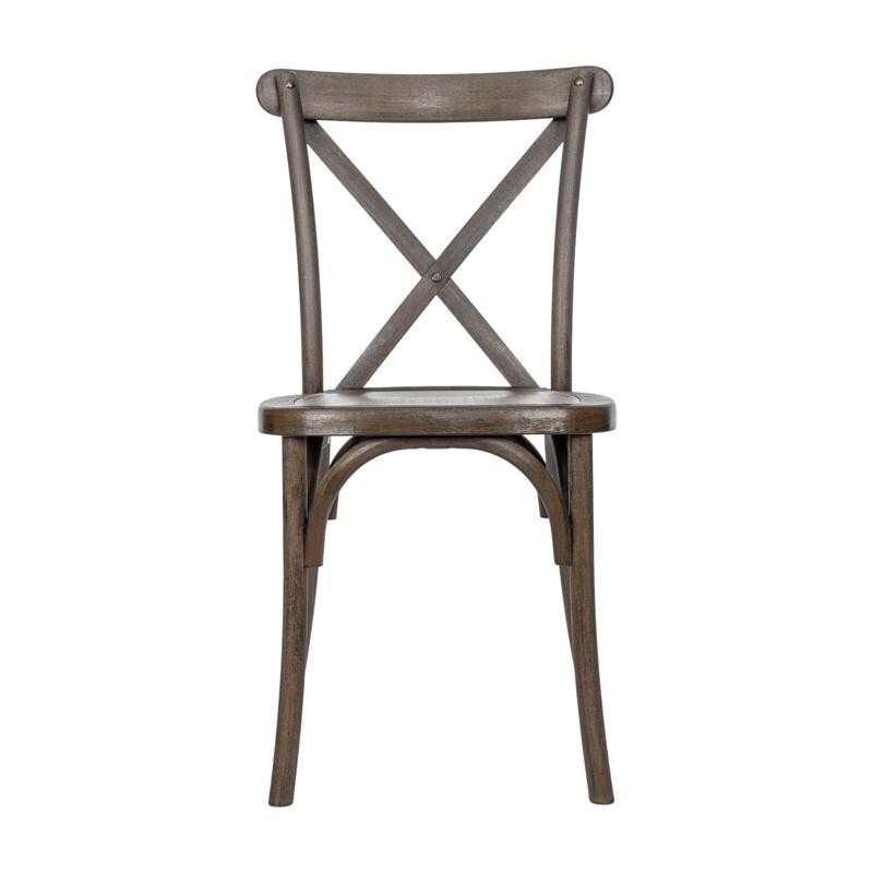 10 PACK Bistro Style Cross Back Restaurant Dining Chair in Resin Brown Finish