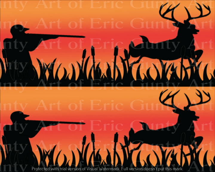 Orange Deer Hunting ~ Edible 2D Fondant Cake 2 Strip Side Topper ~ D24134 *