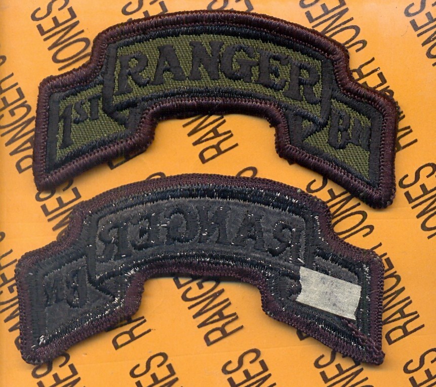 1st Bn 75th Infantry Airborne RANGER Regt OD Green Black BDU scroll patch m/e