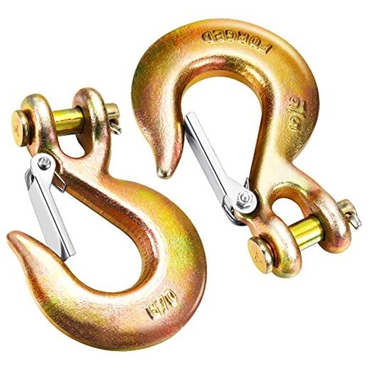 2Pack 5/16 Clevis Slip Hook with Safety Latch, Heavy Duty Forged G70 5/16 Inch