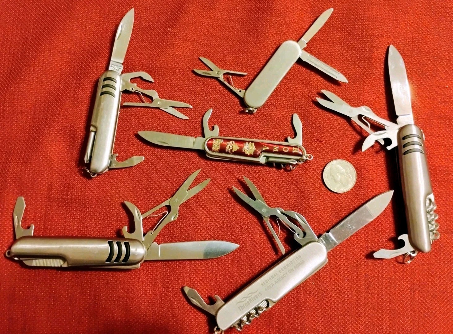 New camping survival multitool EDC knives 6pc lot, stainless scissors & more