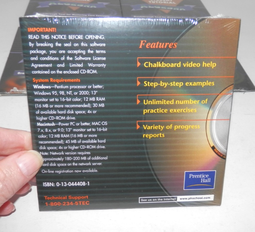 Prentice Hall Teachers Edition Algebra 1 CD-ROM Set + 5 Student Tutorials SEALED