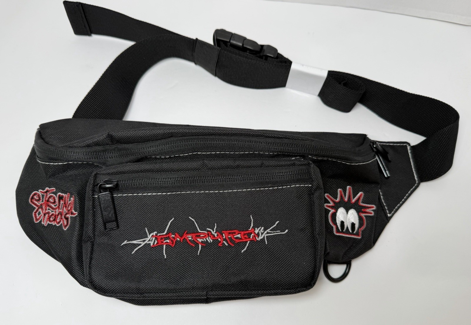 NEW Empyre Casper Fanny Pack Waist Bag Zumiez Skate Travel Black Embroidered