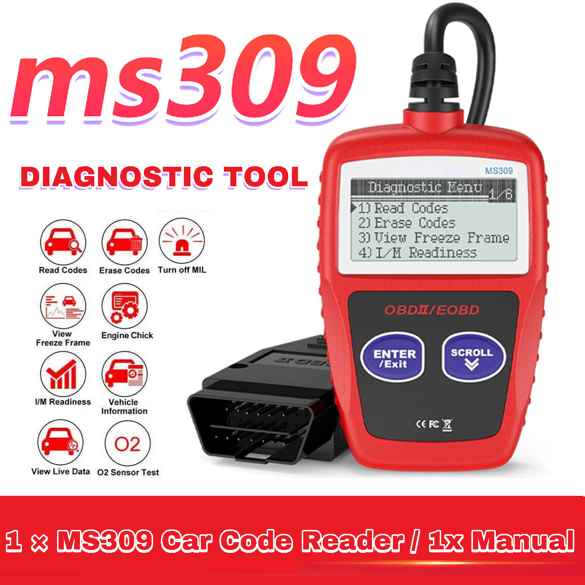 OBD2 car diagnostic instrument code reader MS309