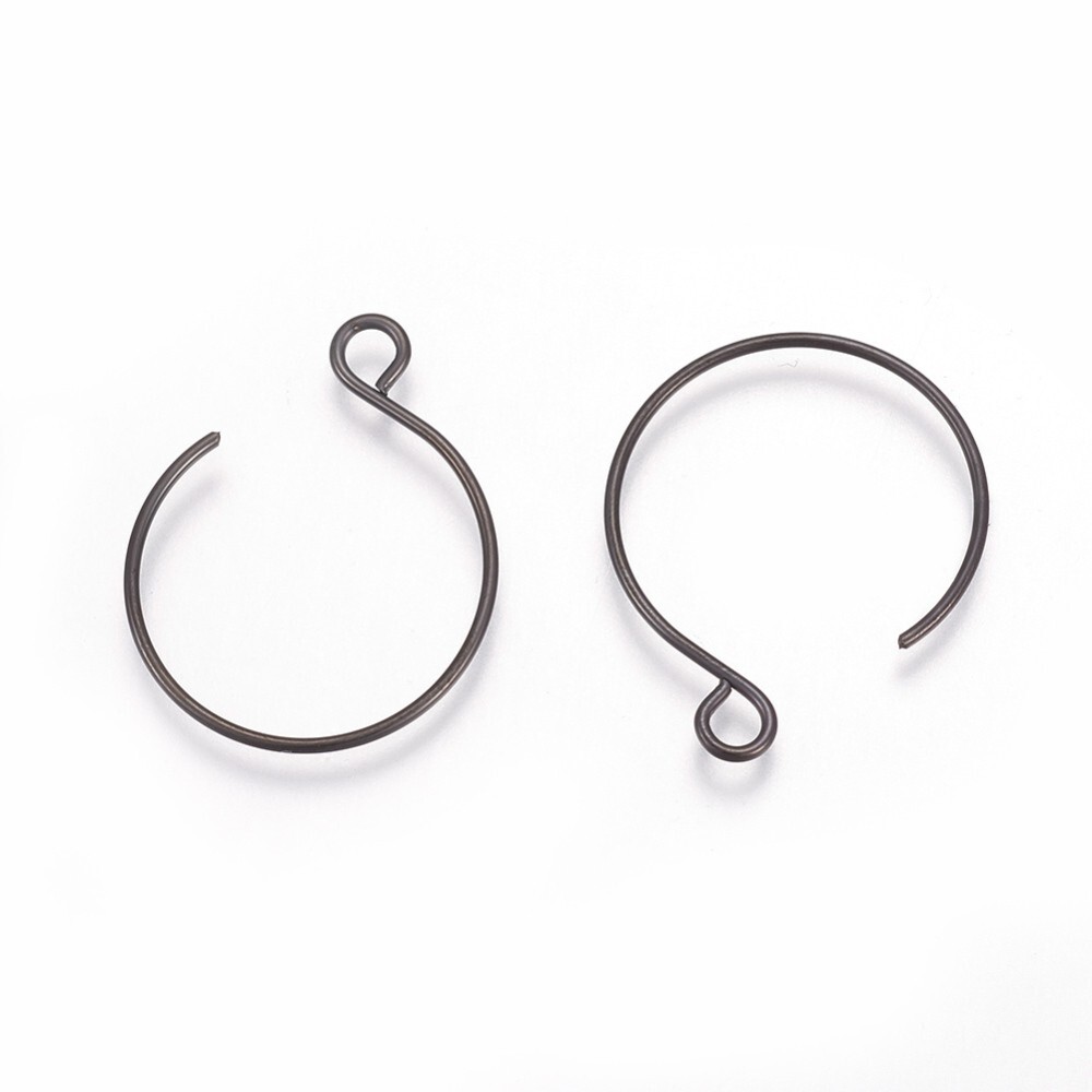 10 pc 304 Stainless Steel Earring Hoops Hooks - 22mm x 18mm - Black Plated
