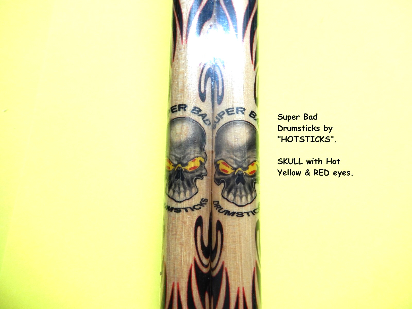Hot Sticks Drum Sticks, 5A Drumsticks, SUPER BAD SKULL design, DRUMSTICKS