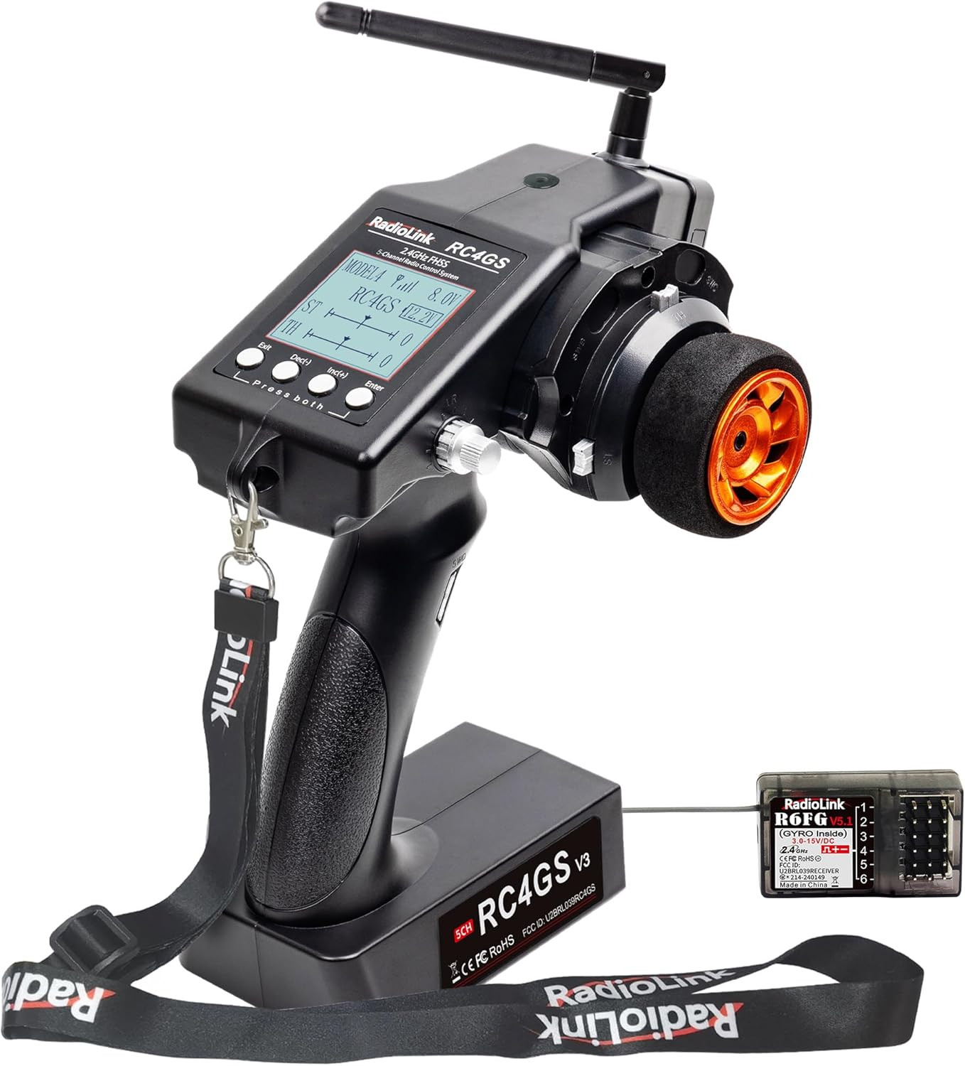 RC4GS V3 5 Channels RC Transmitter and Receiver, 2.4Ghz Surface Remote Controlle
