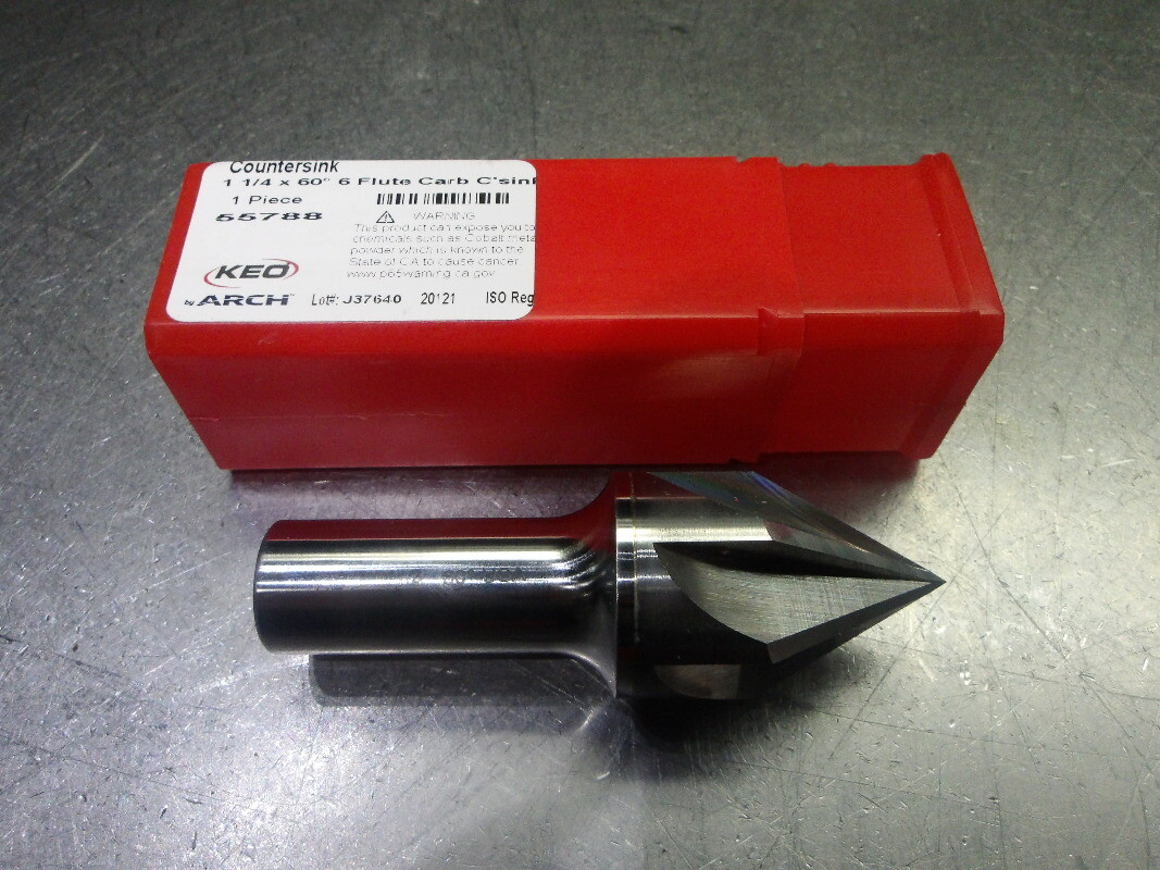KEO 1.25" 60 Deg 6 Flute Carbide Countersink 3/4" Shank 55788 (LOC2796B)