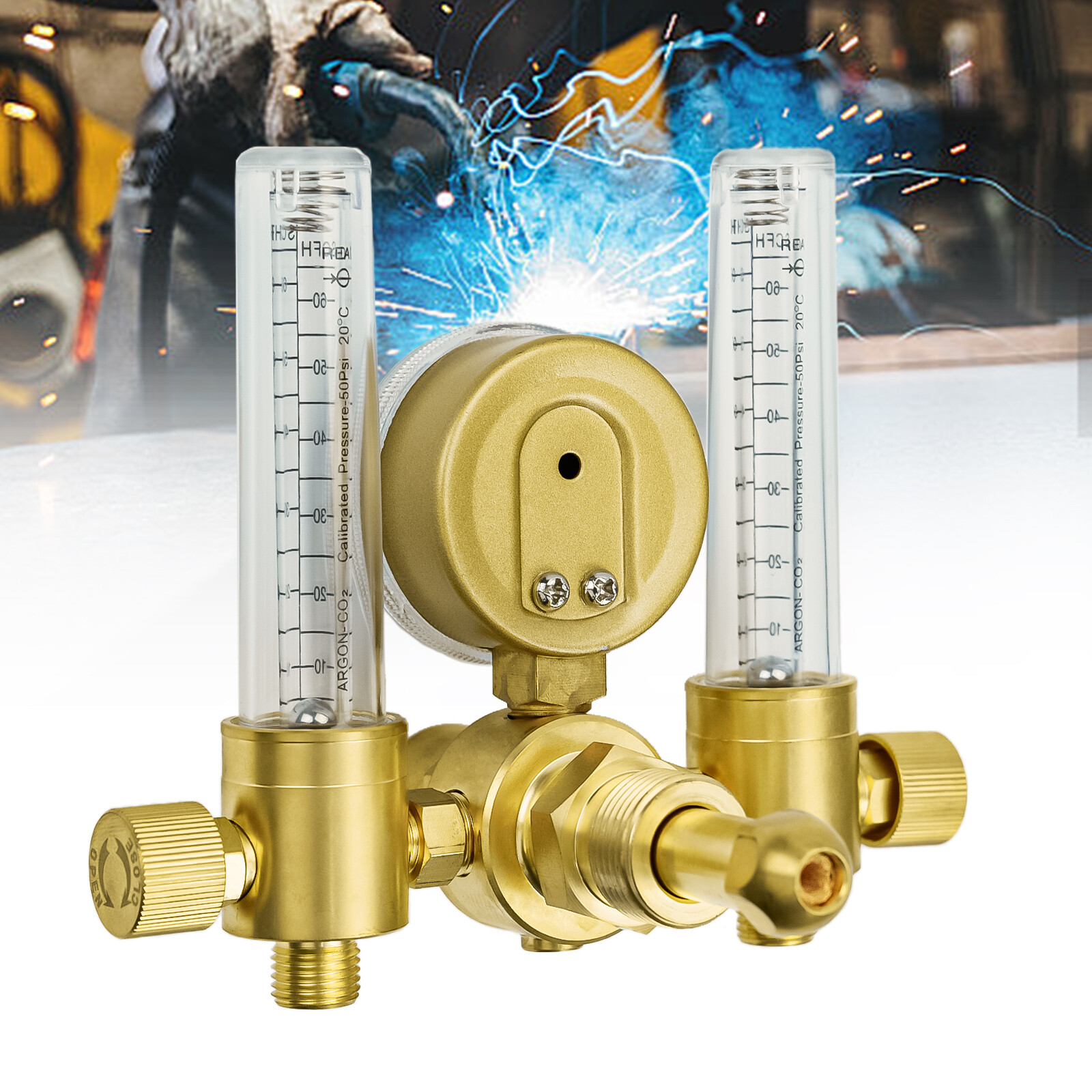 Dual Tube Argon Regulator Flowmeter Gas Pressure Reducer Reducer Pneumatic Tool