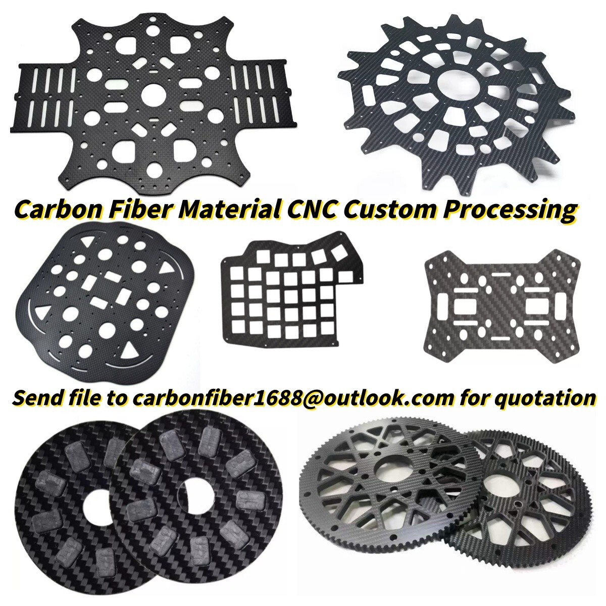 Carbon Fiber Sheet Plate Panel Custom CNC Cut Process Carve FPV Drone Arm Frame