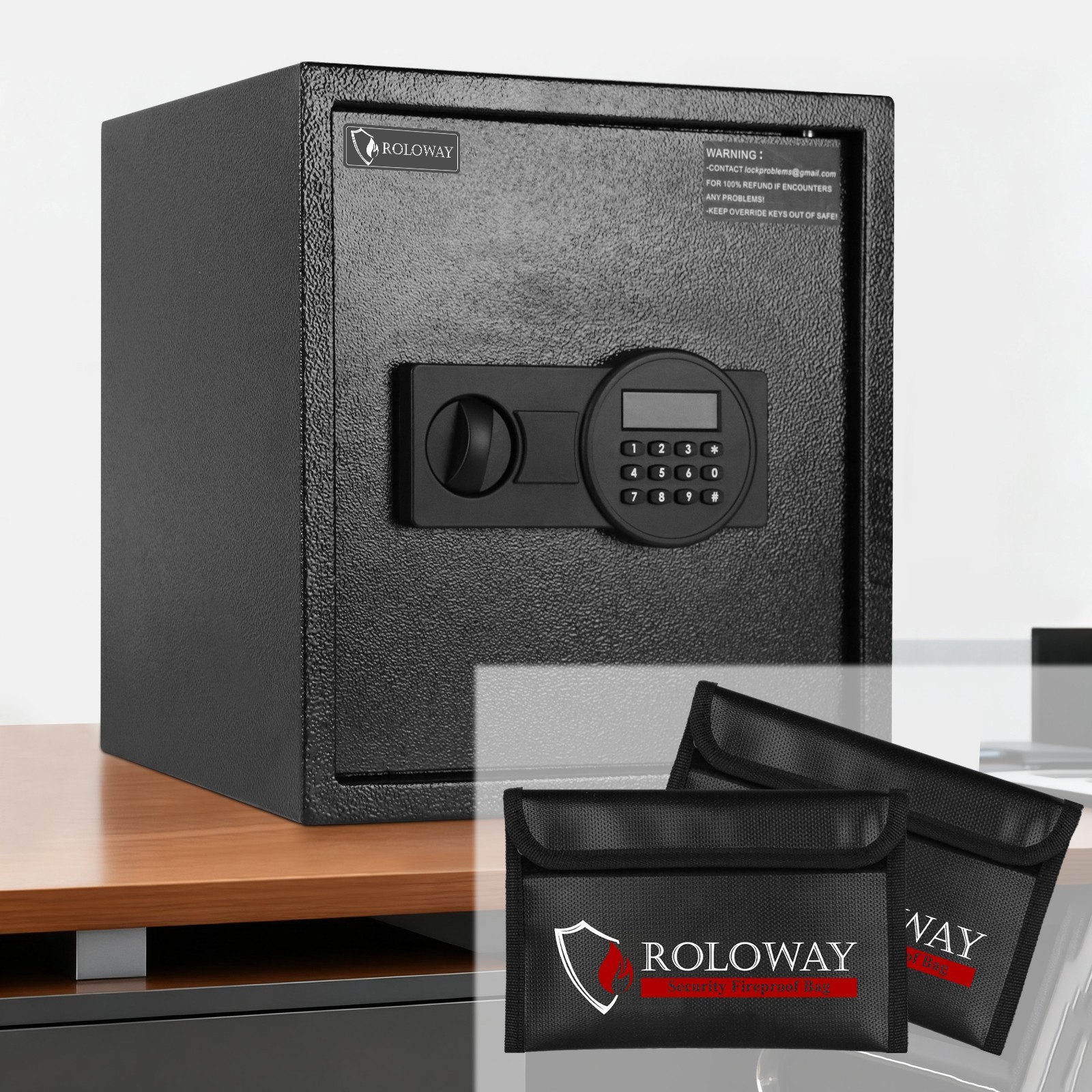 1.5 Cu Ft Digital Security Safe Box Home Office Cash Jewelry w/Fireproof Bag*2