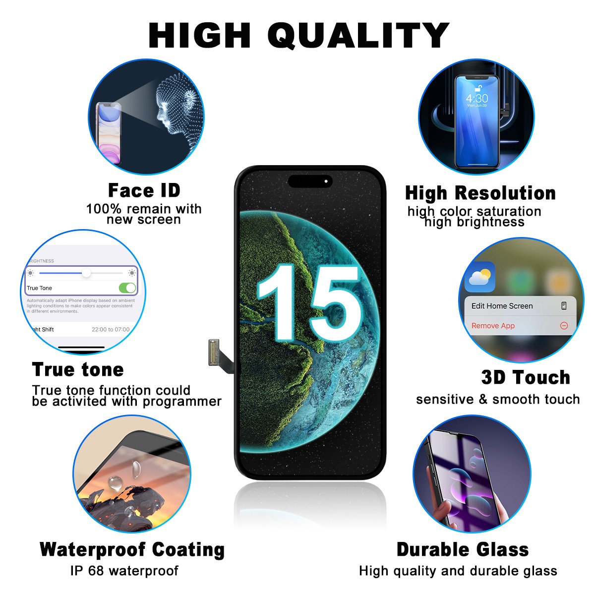 For iPhone 15 Screen Replacement LCD Display Digitizer 3D Touch Digitizer Tool
