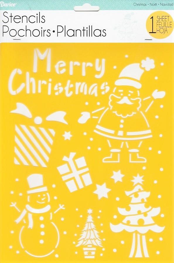 Darice Craft Stencils MERRY CHRISTMAS Santa Snowman 8.5x11 Reusable Template
