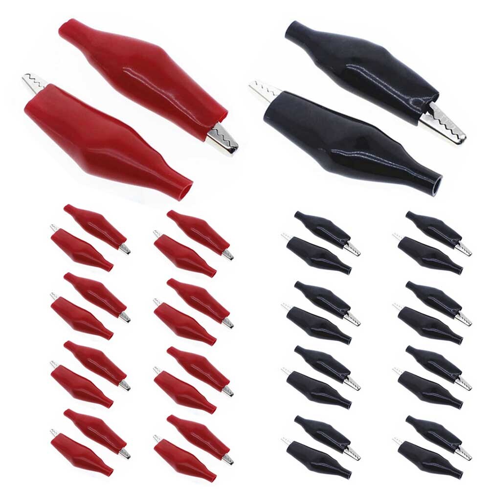 64pcs 45mm Crocodile Alligator Testing Clip Clamp Connector Insulated Large Size