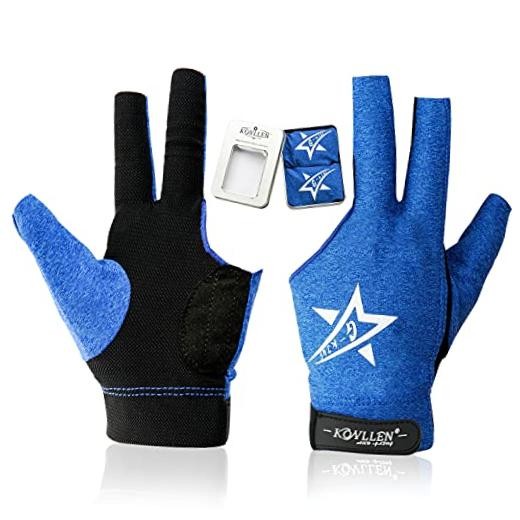 Billiards Gloves for Left Hand/Right Hand L/XL Pool Large 01-Blue-Left-2pieces