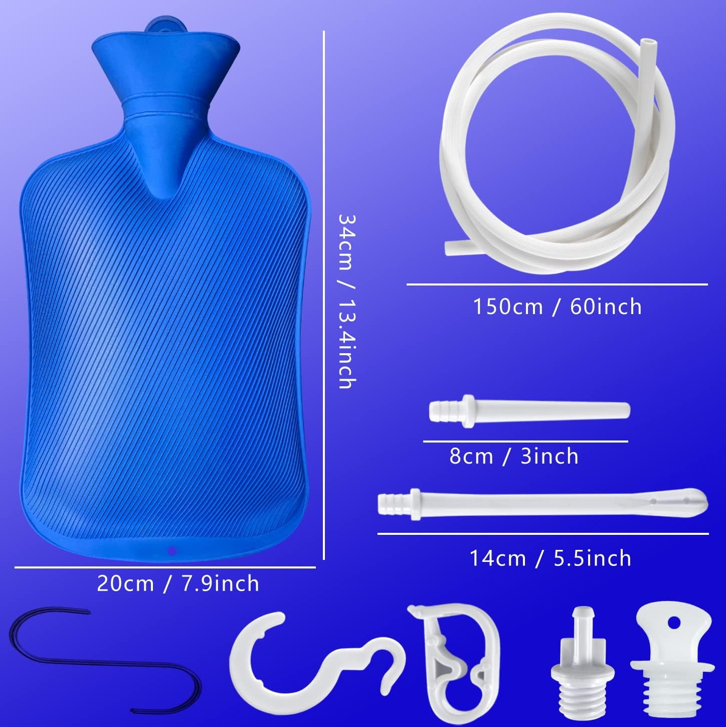 Enema Bag 2L Home Enema Kit with 2 Enema Tips,60 Inch Long Silicone Hose, Contro