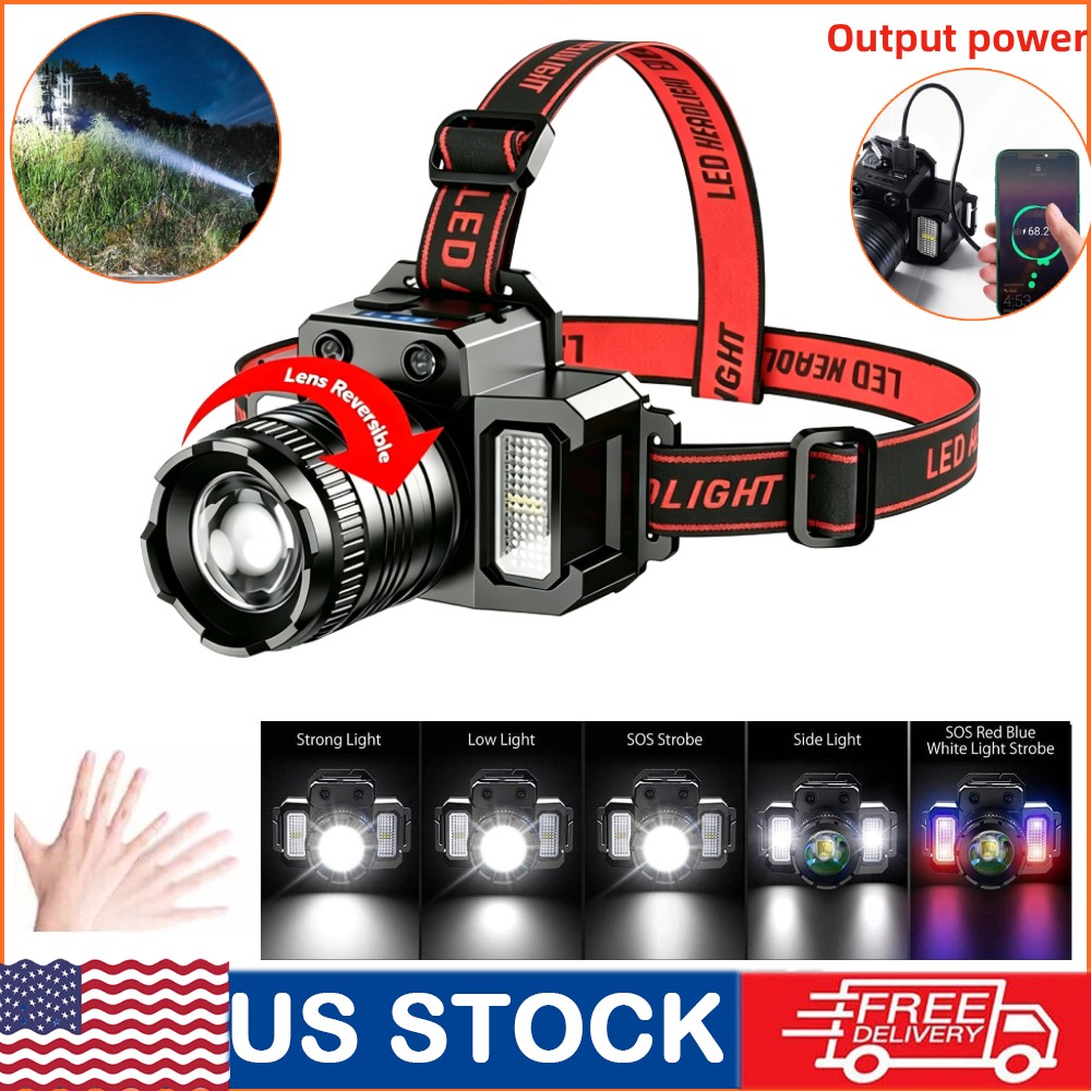 Super Bright LED Headlamp Flashlight USB Rechargeable Headlight Waterproof Lamp