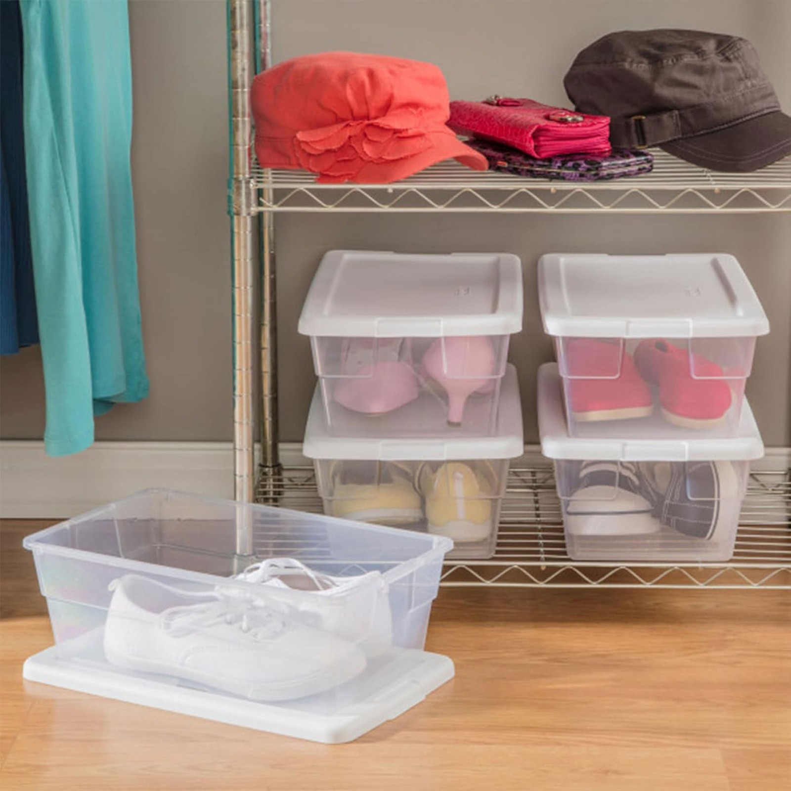 Sterilite 6 Qt Storage Box, Stackable Plastic Container, Home Organizer, 48 Pack