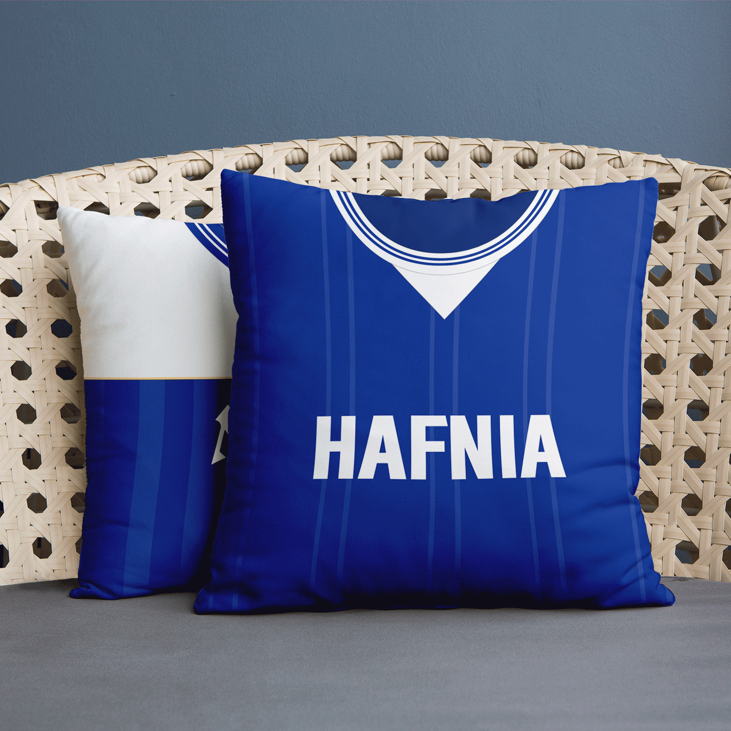 Merseyside Blues 1984 Home Shirt Personalised Retro Football Scatter Cushion