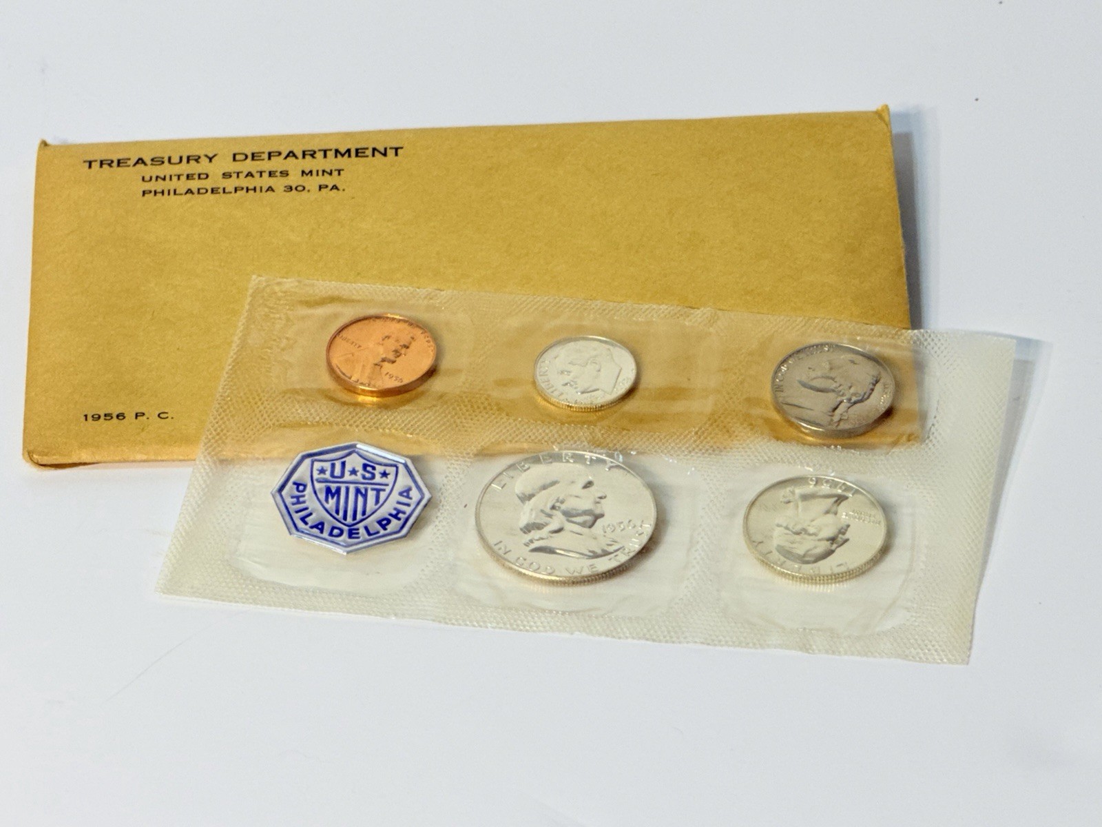 1956 UNITED STATES MINT PROOF SET P.C. PHILADELPHIA IN ENVELOPE